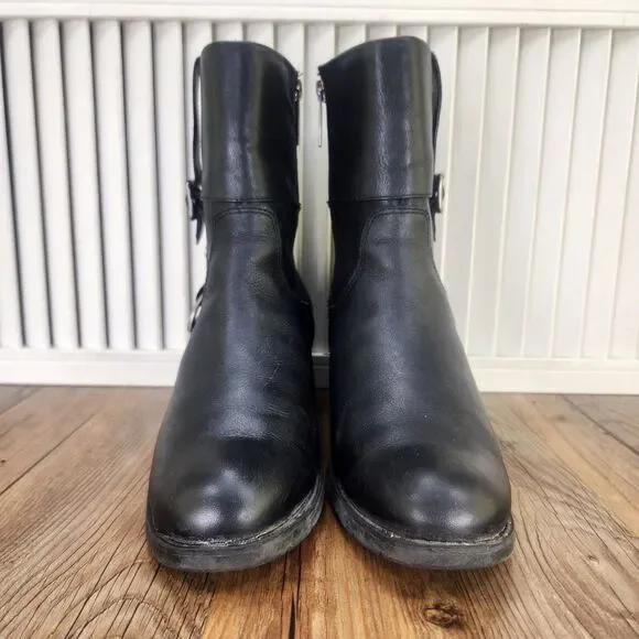 Harley-Davidson - Women’s Leather w/ Metal Buckle Black Heeled Boots - Size 8.5 - Picture 2 of 10